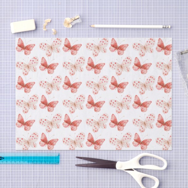 Papel De Seda Mariposas Cumpleaños Rosa Rosado Rojo (Artesanía)