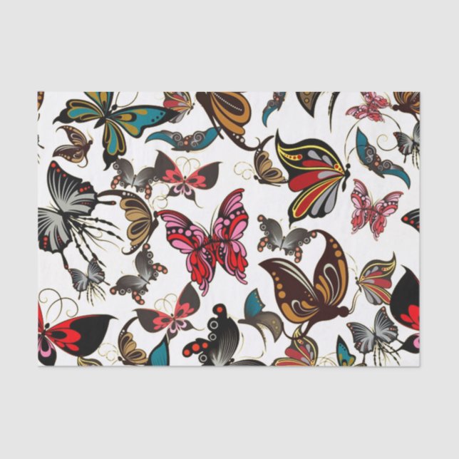Papel De Seda Mariposas de aspecto antiguo (Anverso)