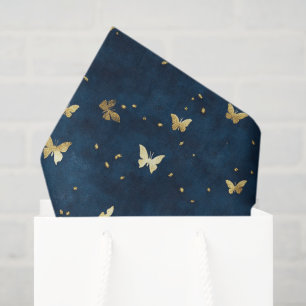 Papel De Seda Mariposas de oro azul Boda