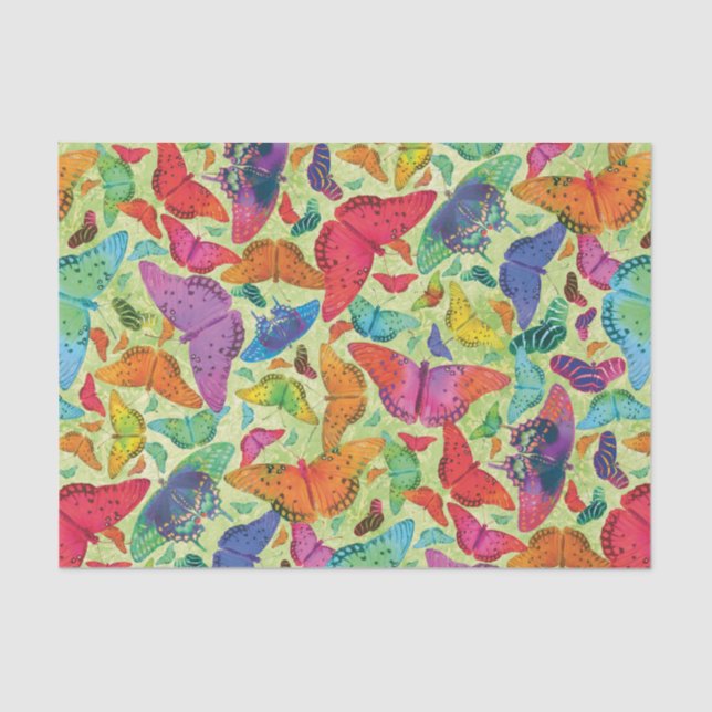 Papel De Seda Mariposas del verano de Flutterby en verde (Anverso)