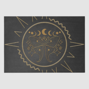 Papel De Seda Mariposas elegantes de fibra dorada.