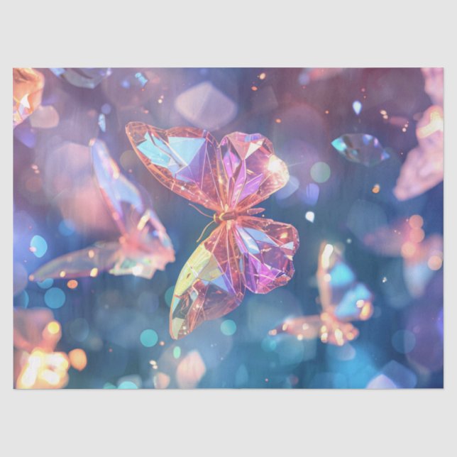 Papel De Seda Mariposas Etéreas Cristalinas Decoupage (Anverso)