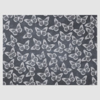 Mariposas finas Elegantes Patrón de Moda Gris Blan
