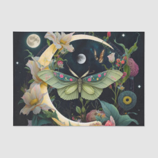 Papel De Seda Mariposas, flores y la luna