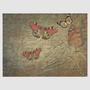 Papel De Seda Mariposas frotándose en guión antiguo