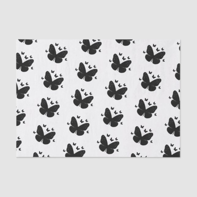 Papel De Seda Mariposas Mariposa de Blanco y Negro (Anverso)