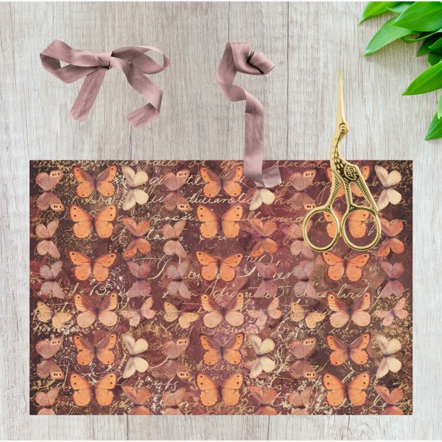 Papel De Seda Mariposas Naranjas románticas y escritura a mano d (Subido por el creador)
