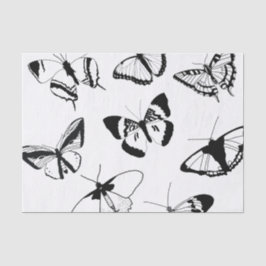 Papel De Seda Mariposas negras y blancas