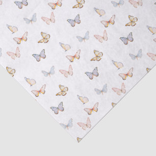 Papel De Seda Mariposas pastel al acuarela sobre negro