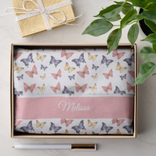 Papel De Seda Mariposas Rosa Púrpura Nombre Personalizado