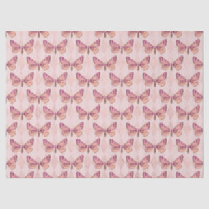 Papel De Seda Mariposas rosadas en una página de diseño a cuadro