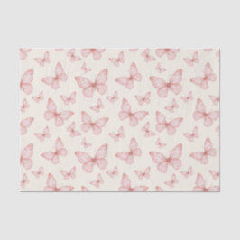 Papel De Seda Mariposas rosas en crema