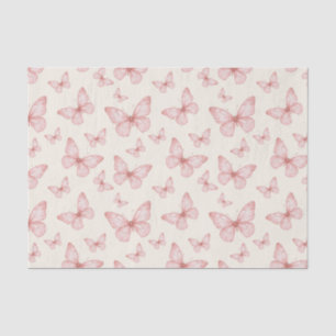 Papel De Seda Mariposas rosas en crema