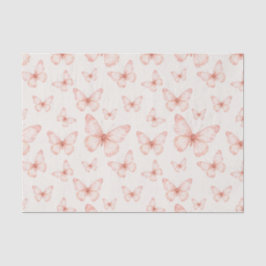Papel De Seda Mariposas rosas en crema