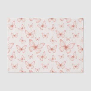 Papel De Seda Mariposas rosas en crema