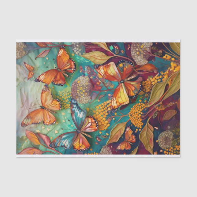 Papel De Seda Mariposas submarinas, monarcas flotantes (Anverso)