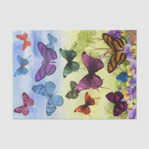 Papel De Seda Mariposas Súper Coloridas Entre Violetas