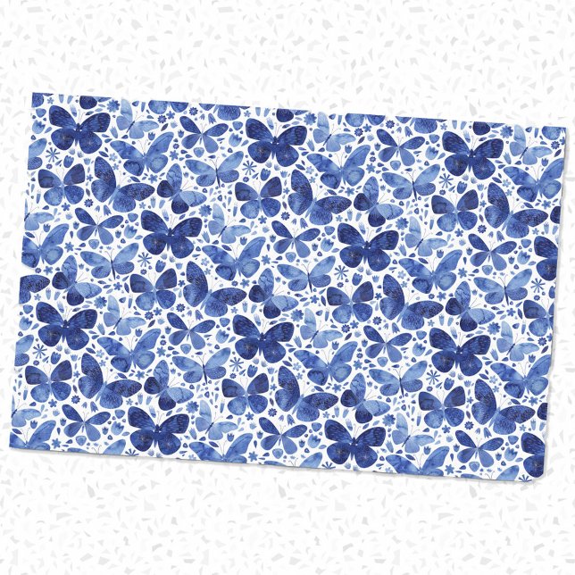 Papel De Seda Mariposas Watercolor Indigo (Subido por el creador)