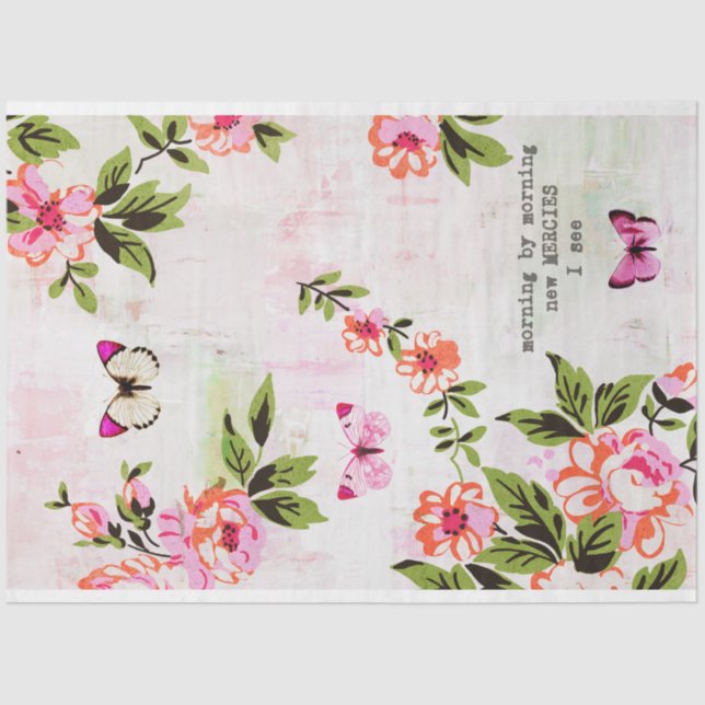 Papel De Seda Mariposas y desunión floral (Anverso)