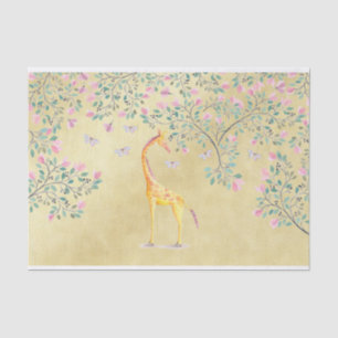 Papel De Seda Mariposas y flor de la jirafa de la acuarela