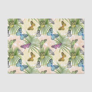 Papel De Seda Mariposas Y Flores