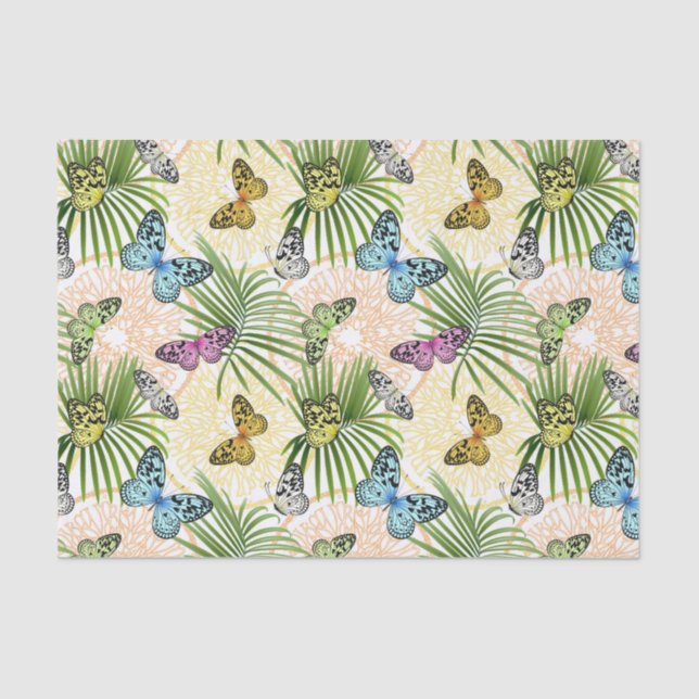 Papel De Seda Mariposas Y Flores (Anverso)