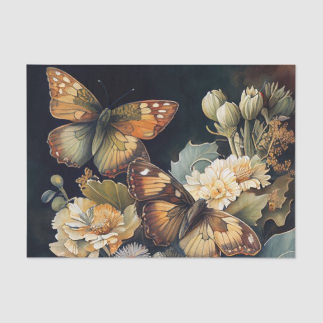 Papel De Seda Mariposas y flores (Anverso)