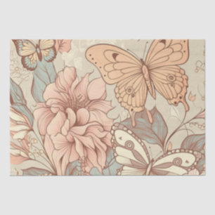 Papel De Seda Mariposas y flores