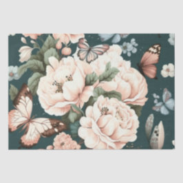 Papel De Seda Mariposas y flores