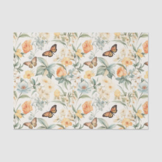 Papel De Seda Mariposas y flores amarillas y Naranjas