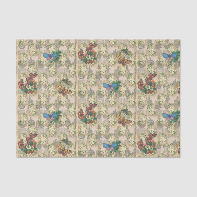 Papel De Seda Mariposas y fresas (Anverso)