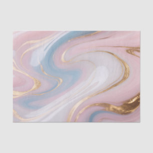 Papel De Seda Mármol abstracto con remolino de rosa, azul y dora