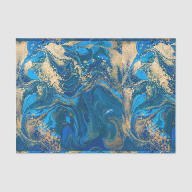 Papel De Seda Marmol azul profundo, dorado, foto digital (Anverso)