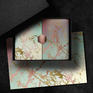 Papel De Seda Mármol beige elegante   Rosa oro verde menta salvi