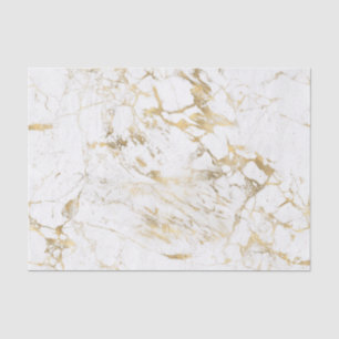 Papel De Seda Mármol Blanco y Dorado