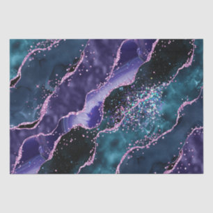 Papel De Seda Mármol Cristal Lujo Púrpura Teal Brillo Ágata
