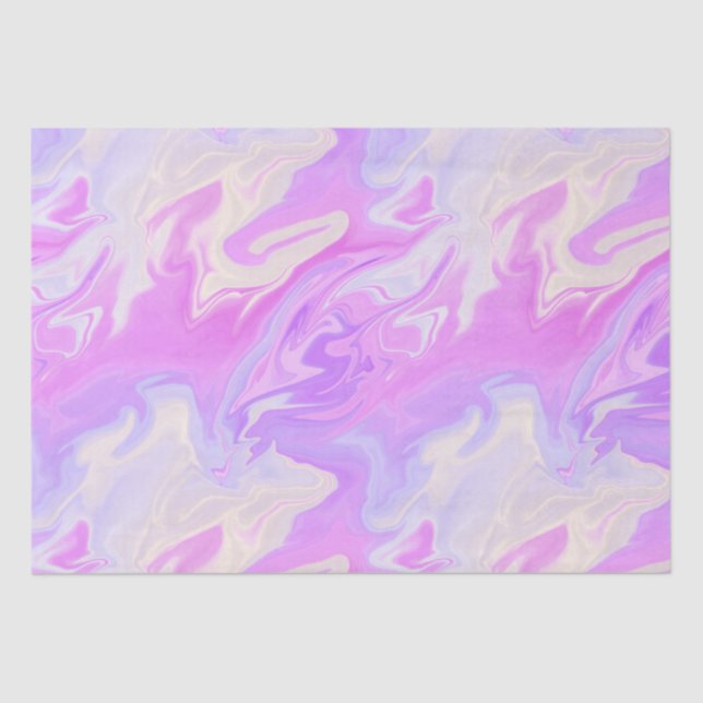 Papel De Seda Mármol de gradiente iridiscente rosa y púrpura (Anverso)