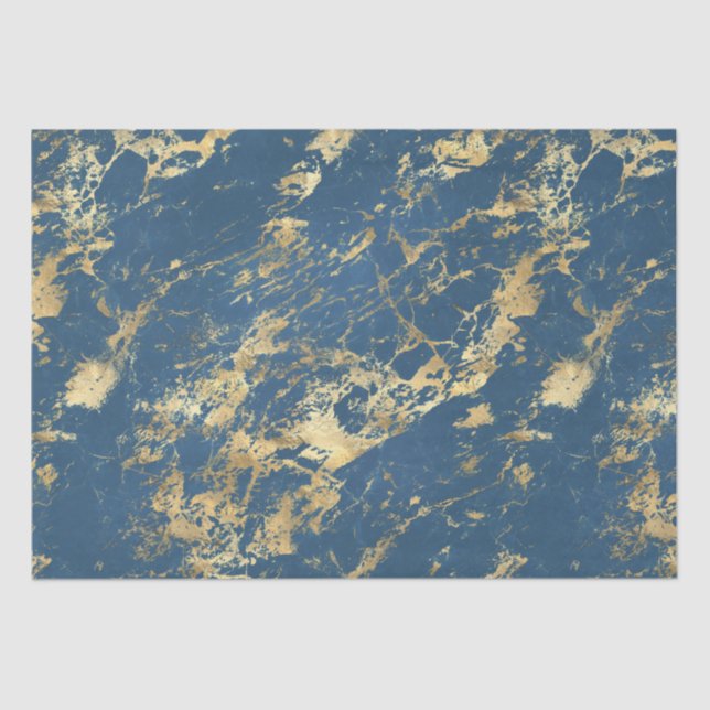 Papel De Seda Mármol de oro azul (Anverso)