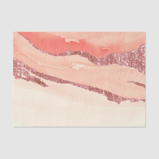 Papel De Seda Mármol de oro Rosa y Purpurina (Anverso)