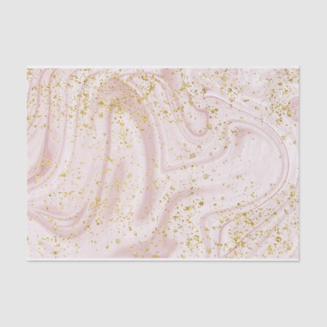 Papel De Seda Mármol de oro rosa y Rosa (Anverso)