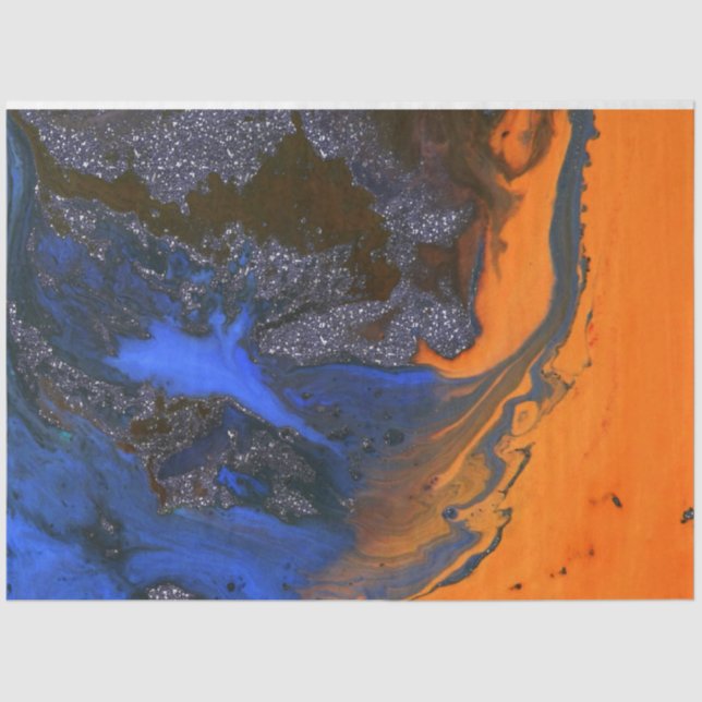 Papel De Seda Mármol de piedra abstracto textura marina naranja  (Anverso)