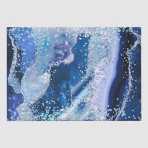 Papel De Seda Mármol de Piedra Preciosa de Lujo Azul Brillo Ágat