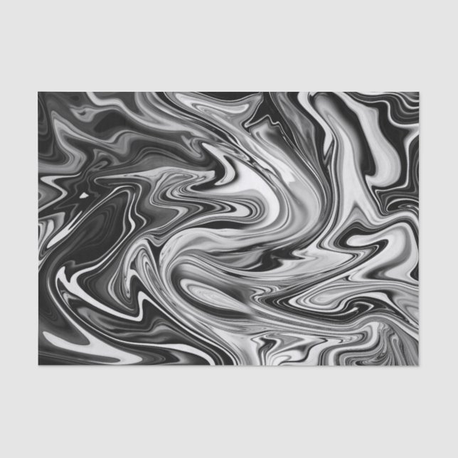 Papel De Seda Mármol elegante 7 - Blanco y negro líquido (Anverso)