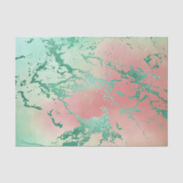 Papel De Seda Mármol Fresco | Precioso Coral Pastel y Ombre Verd