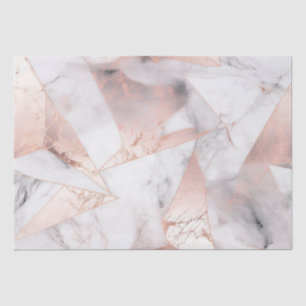 Papel De Seda Mármol Geométrico Rosa Dorado de Moda