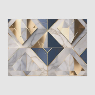 Papel De Seda Mármol Gris Y Azul De Lujo Con Oro