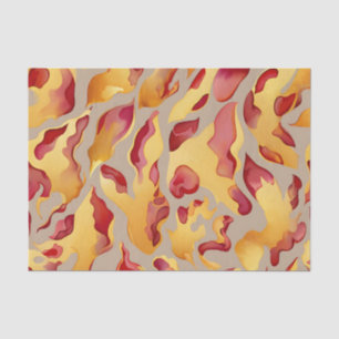 Papel De Seda Mármol Líquido Abstracto de Oro Carmesí