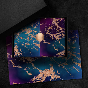 Papel De Seda Mármol Moody Luxe   Rosa Dorado Púrpura Profundo y