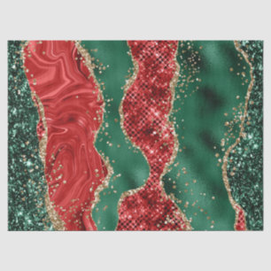 Papel De Seda Mármol Navidad Rojo, Verde y Dorado Agata Brillant