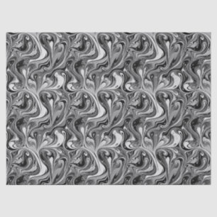 Papel De Seda Mármol negro blanco remolino monocromo abstracto